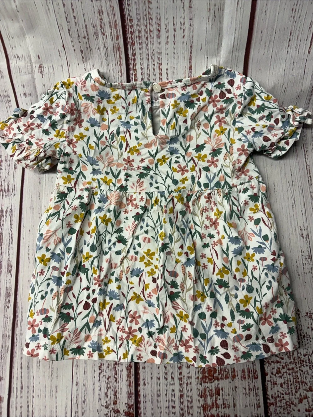 Carter's White Floral Short-Sleeve Baby Dress with Multi-Color Bloom